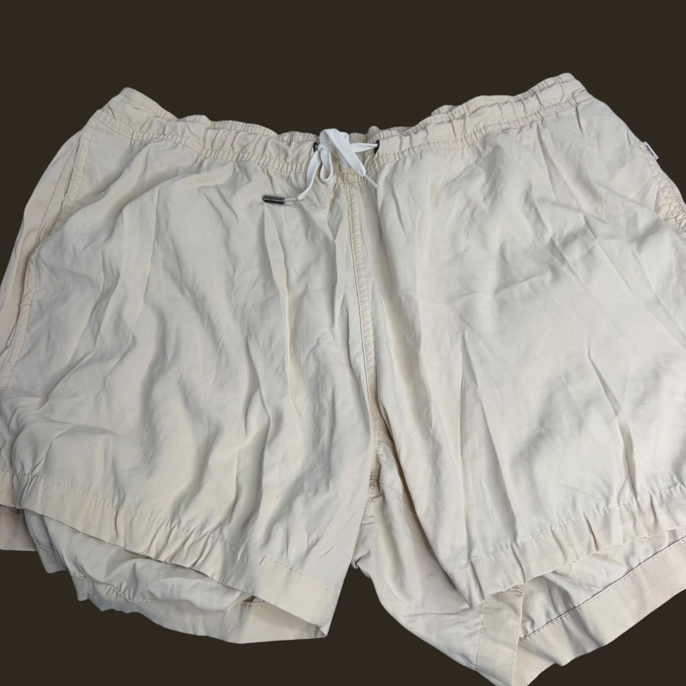 Onia Women Beige Elastic Waist Drawstring Casual Shorts XXL